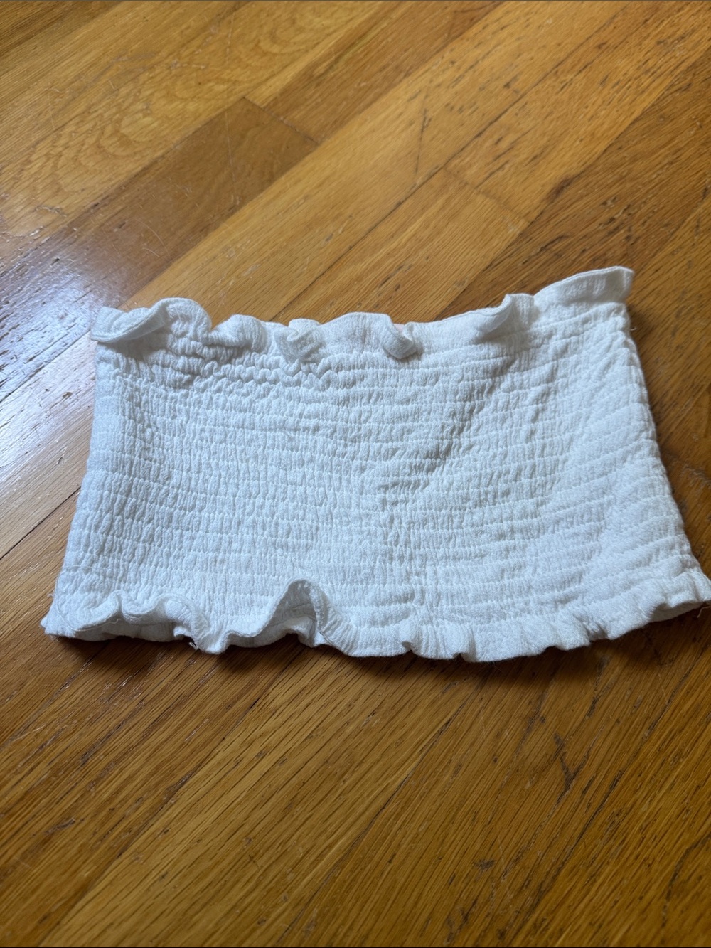 Showpo White Smocked Ruffle Tube Crop